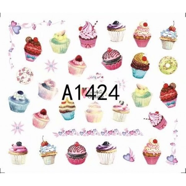 Stickere cu Apa pentru unghii cod A1424 Prajituri